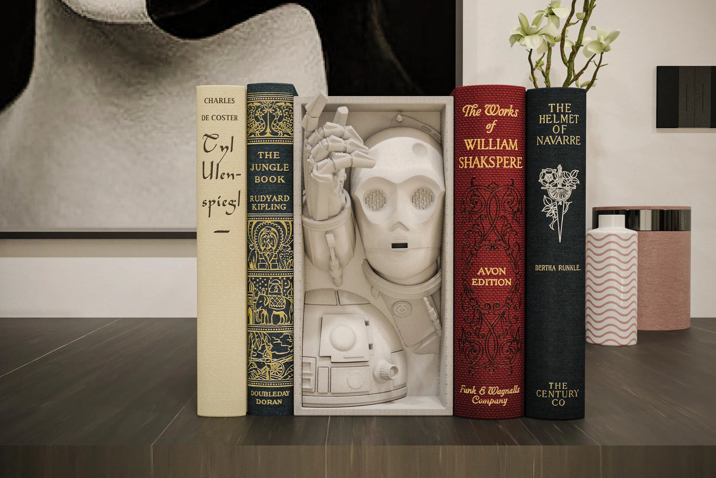 Book Nook Bücherregal Deko Sci Fi Roboter Regal Nische Wanddeko Geschenk für Leser