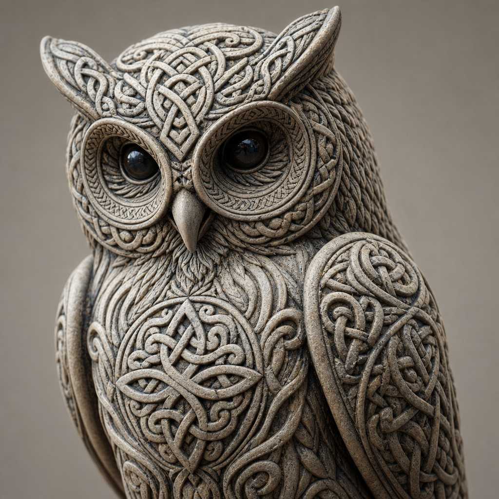Eulenfigur 3D-Druck: Keltische Ornamente als Deko
