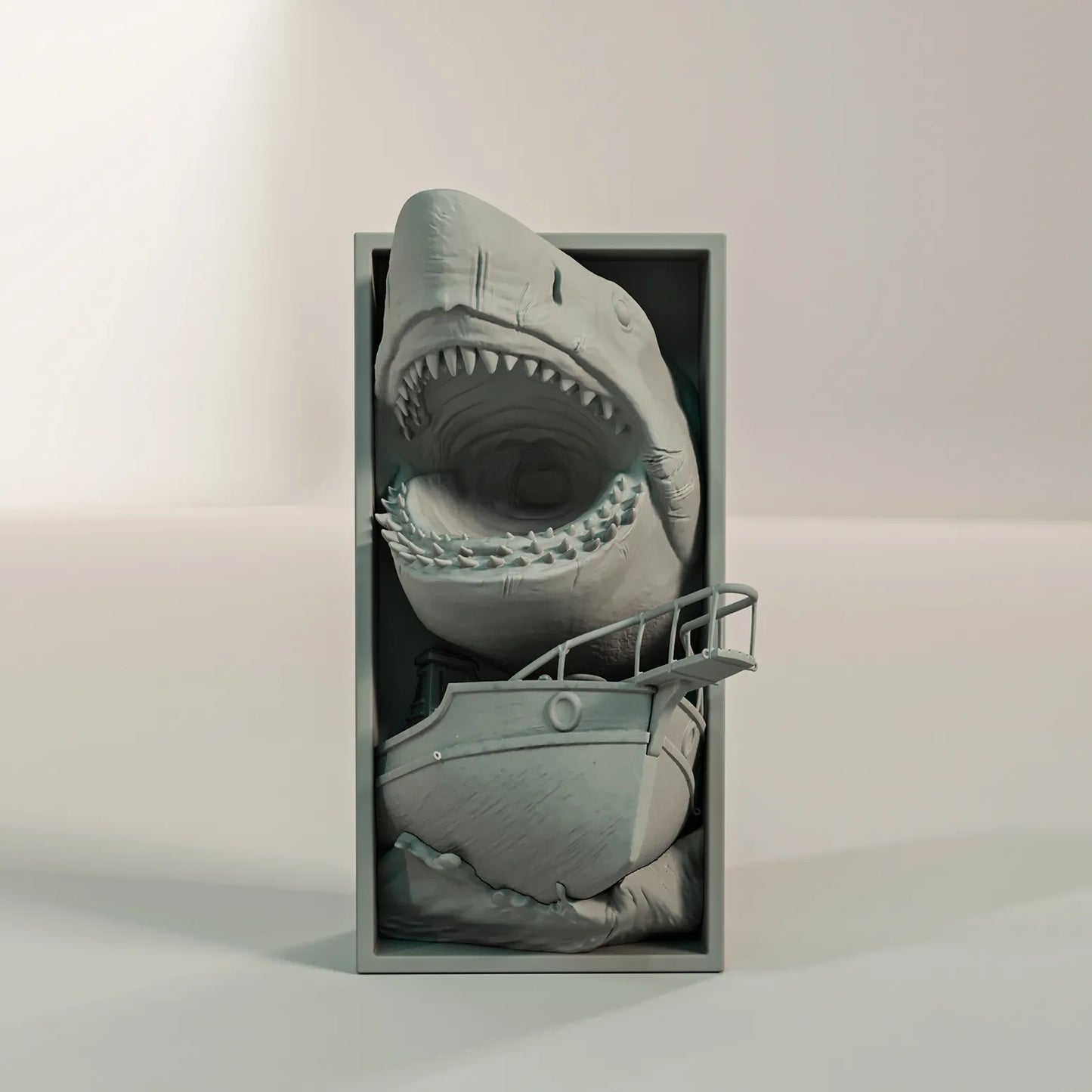 Book Nook Bücherregal Deko Horror Hai Regal Nische mit Boot Szene Wanddeko Geschenk für Leser und Filmfans