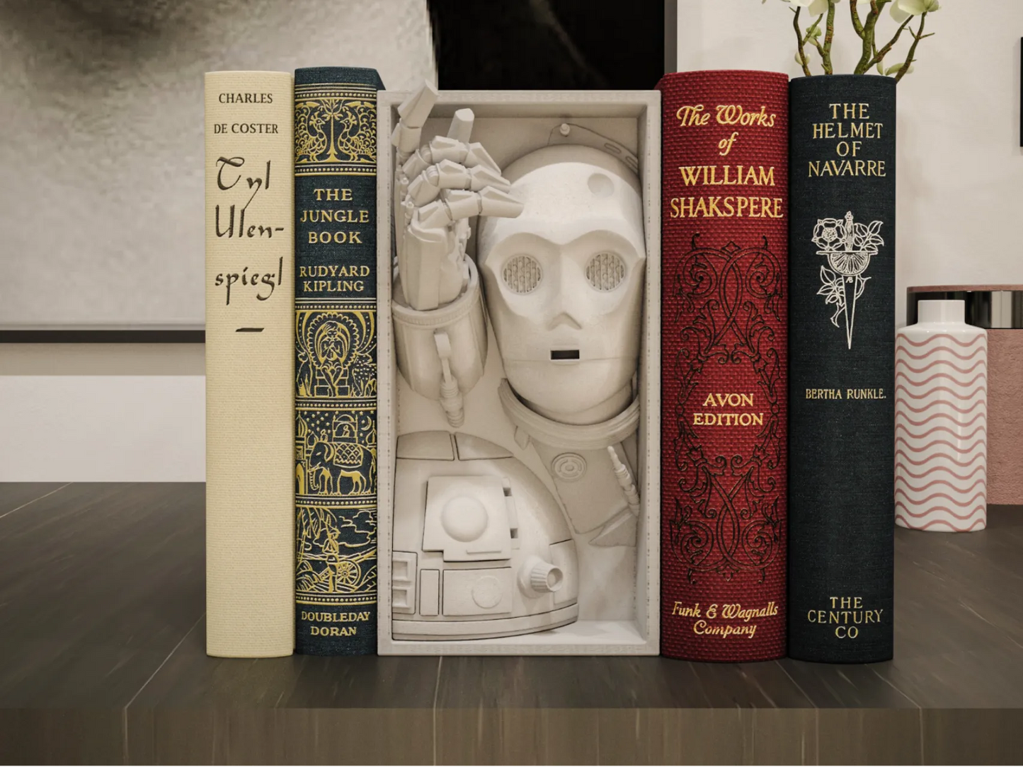 Book Nook Bücherregal Deko Sci Fi Roboter Regal Nische Wanddeko Geschenk für Leser