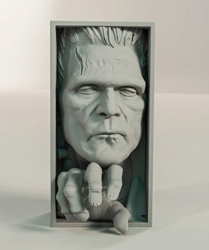 Book Nook Bücherregal Deko Frankenstein Monster Horror Regal Nische Wanddeko Geschenk für Leser und Grusel Fans