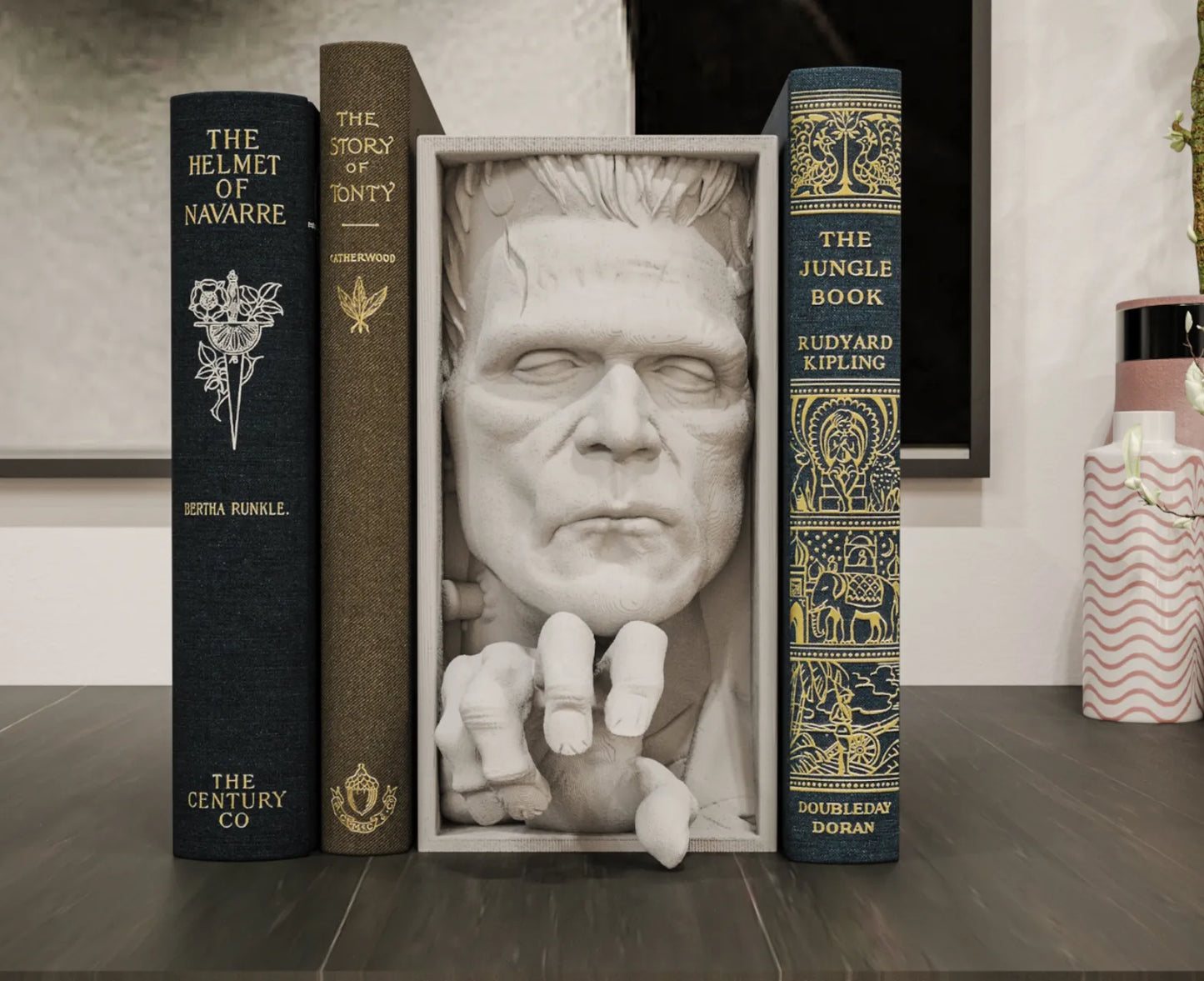 Book Nook Bücherregal Deko Frankenstein Monster Horror Regal Nische Wanddeko Geschenk für Leser und Grusel Fans