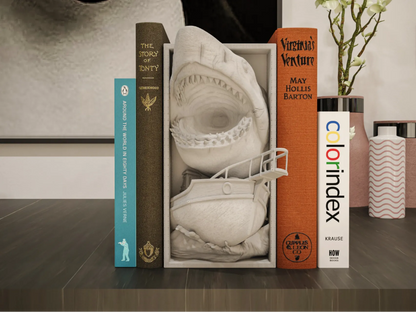 Book Nook Bücherregal Deko Horror Hai Regal Nische mit Boot Szene Wanddeko Geschenk für Leser und Filmfans
