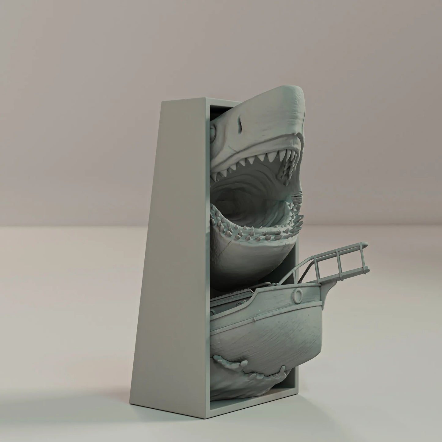 Book Nook Bücherregal Deko Horror Hai Regal Nische mit Boot Szene Wanddeko Geschenk für Leser und Filmfans