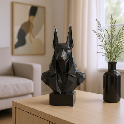 Low Poly Anubis Büste – Moderne ägyptische Skulptur im polygonalen Design