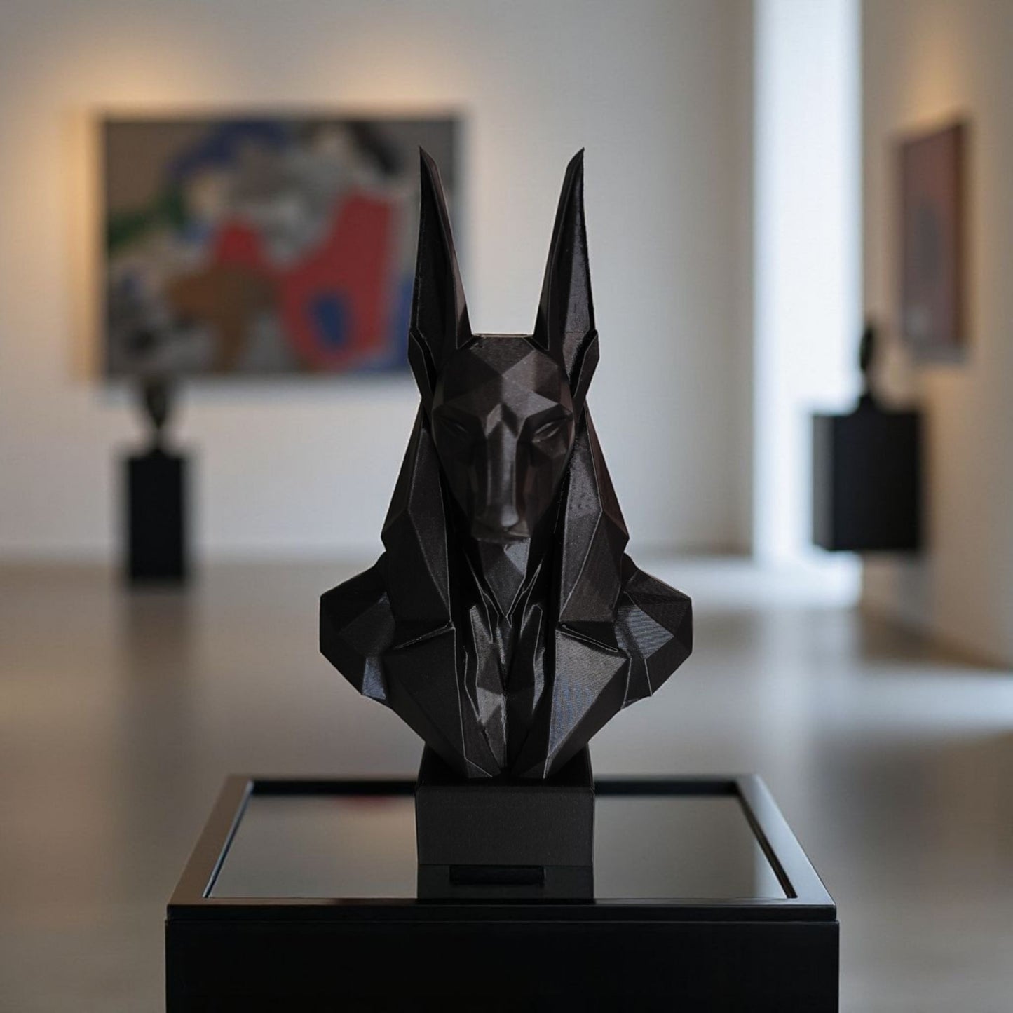 Low Poly Anubis Büste – Moderne ägyptische Skulptur im polygonalen Design