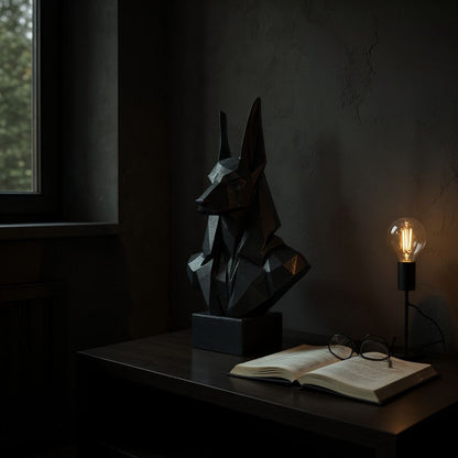 Low Poly Anubis Büste – Moderne ägyptische Skulptur im polygonalen Design