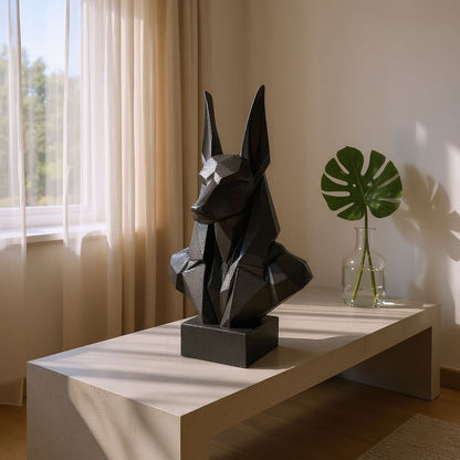Low Poly Anubis Büste – Moderne ägyptische Skulptur im polygonalen Design