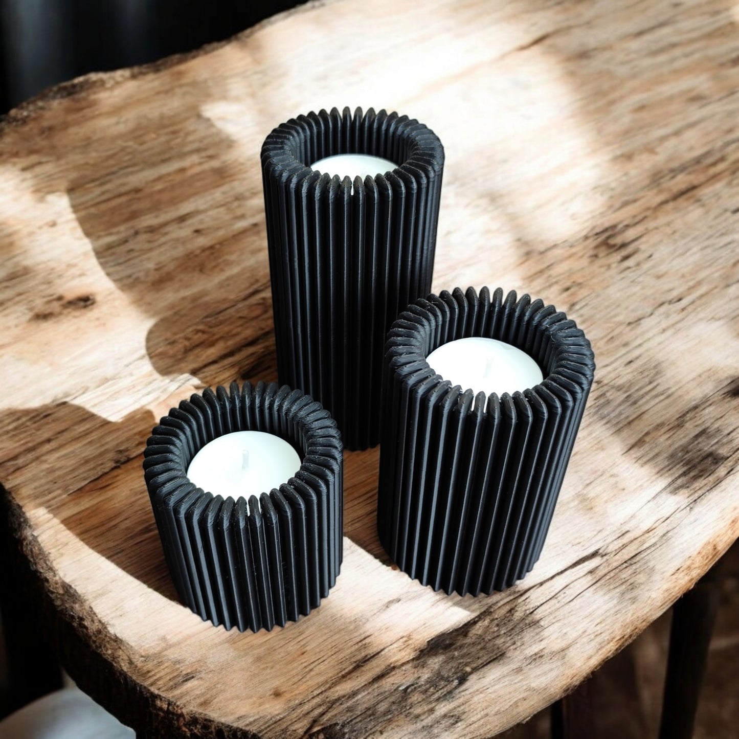 The Harmony Candle Set – 3er-Set gerippte Kerzenhalter