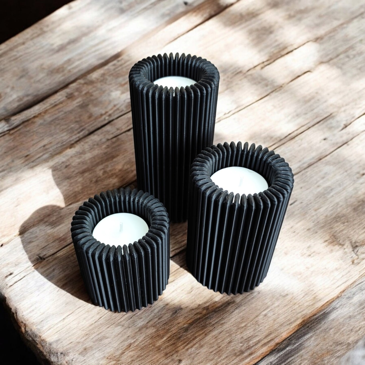 The Harmony Candle Set – 3er-Set gerippte Kerzenhalter