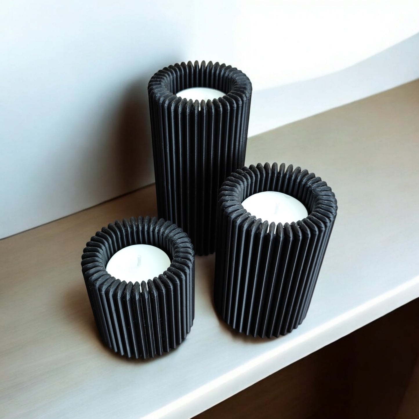 The Harmony Candle Set – 3er-Set gerippte Kerzenhalter