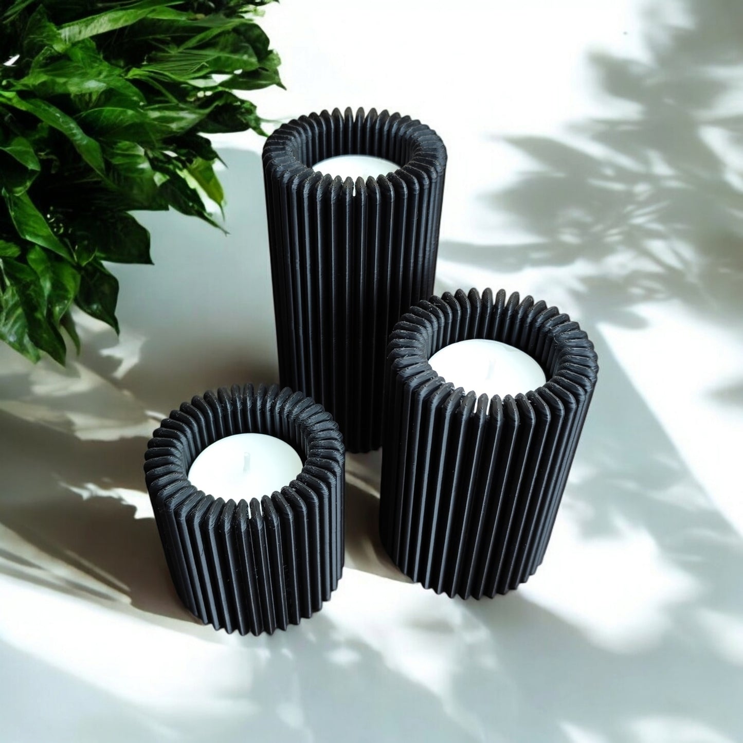 The Harmony Candle Set – 3er-Set gerippte Kerzenhalter