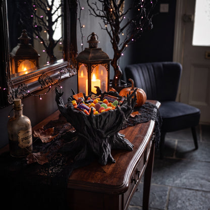 Halloween Süßigkeitenschale Spooky Tree Candy Bowl gruselige Baum Deko für Trick or Treat Party und Herbstdeko