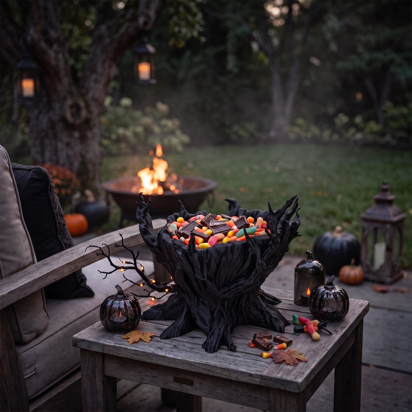 Halloween Süßigkeitenschale Spooky Tree Candy Bowl gruselige Baum Deko für Trick or Treat Party und Herbstdeko