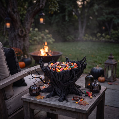 Halloween Süßigkeitenschale Spooky Tree Candy Bowl gruselige Baum Deko für Trick or Treat Party und Herbstdeko