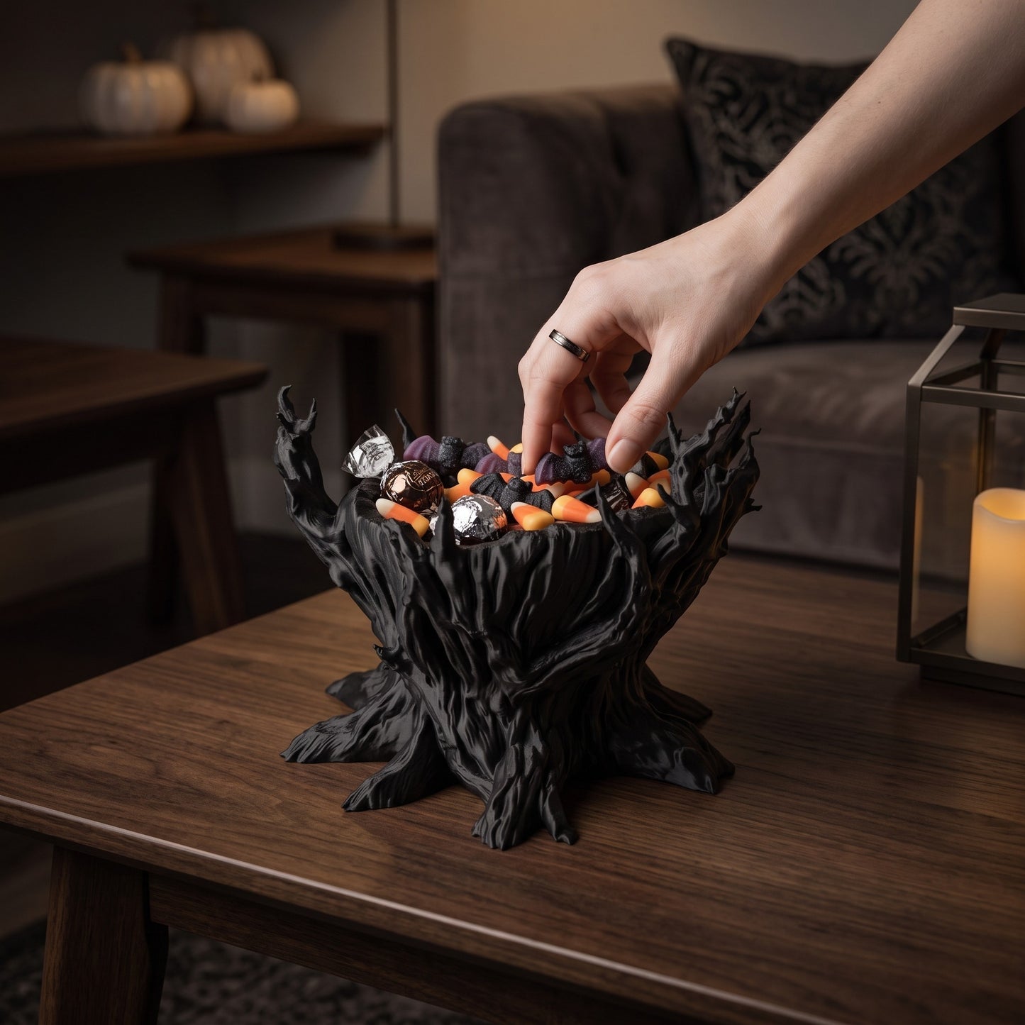 Halloween Süßigkeitenschale Spooky Tree Candy Bowl gruselige Baum Deko für Trick or Treat Party und Herbstdeko