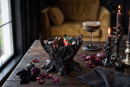 Halloween Süßigkeitenschale Spooky Tree Candy Bowl gruselige Baum Deko für Trick or Treat Party und Herbstdeko