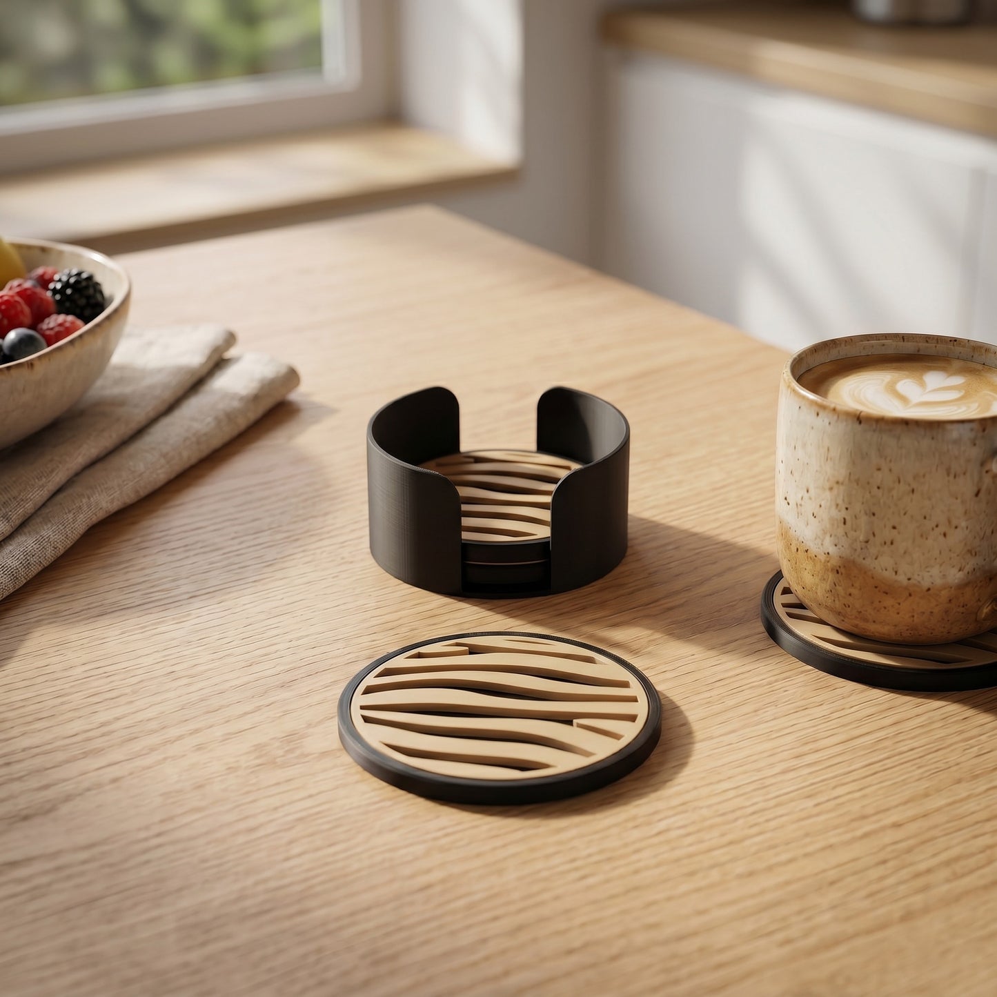 Untersetzer Set Getränkeuntersetzer mit Halter Zebra Design Tischdeko für Kaffee Tee Wohnzimmer Küche und Geschenkidee