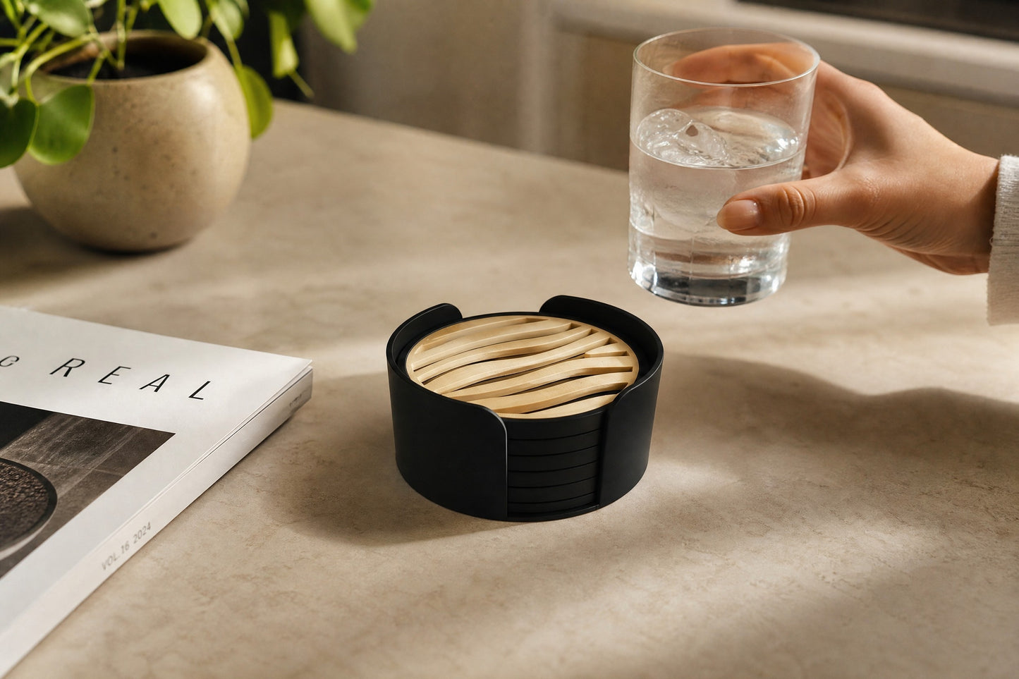 Untersetzer Set Getränkeuntersetzer mit Halter Zebra Design Tischdeko für Kaffee Tee Wohnzimmer Küche und Geschenkidee