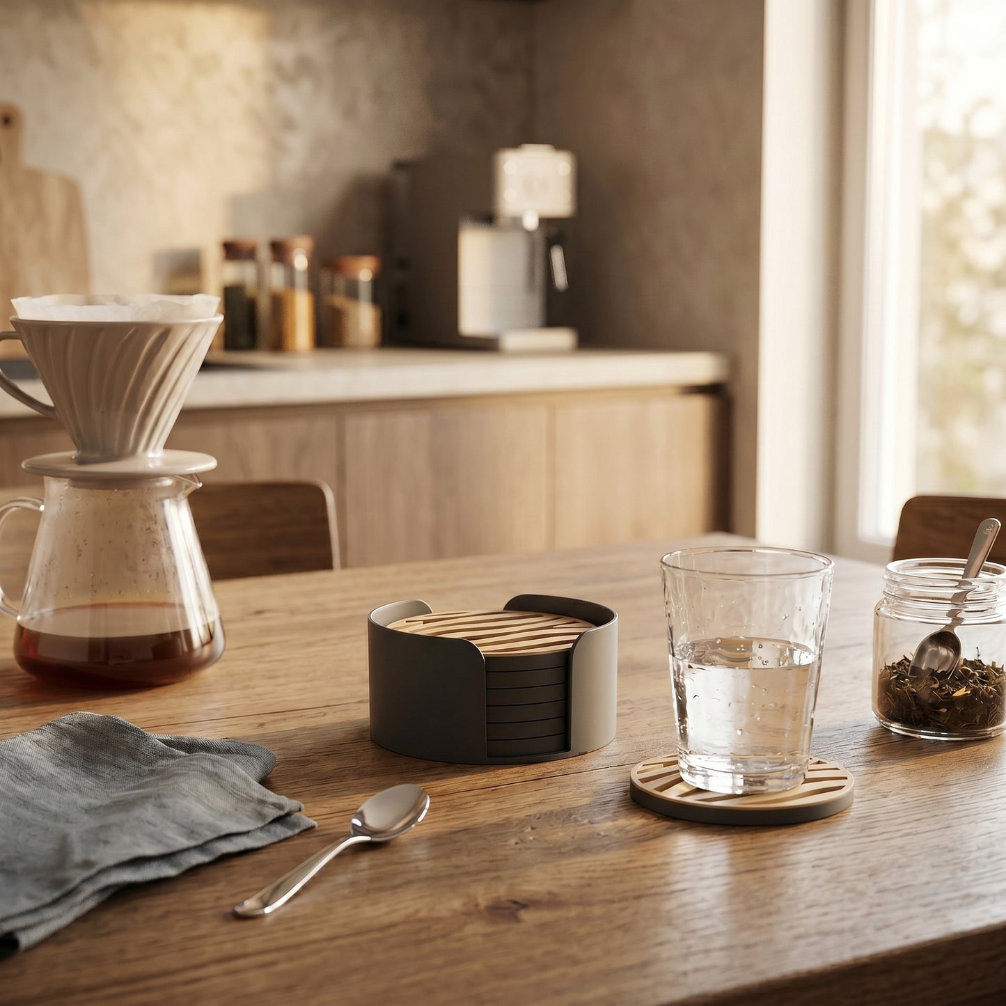 Untersetzer Set Getränkeuntersetzer mit Halter Zebra Design Tischdeko für Kaffee Tee Wohnzimmer Küche und Geschenkidee