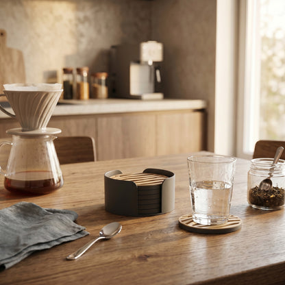 Untersetzer Set Getränkeuntersetzer mit Halter Zebra Design Tischdeko für Kaffee Tee Wohnzimmer Küche und Geschenkidee