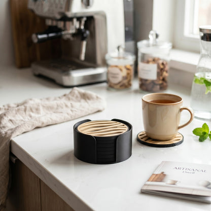 Untersetzer Set Getränkeuntersetzer mit Halter Zebra Design Tischdeko für Kaffee Tee Wohnzimmer Küche und Geschenkidee