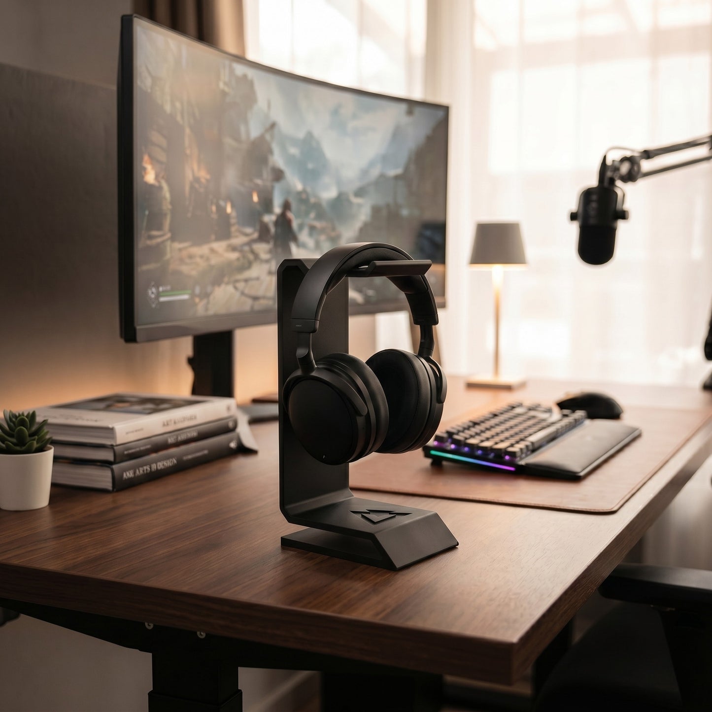 Kopfhörerständer Gaming Headset Halter moderner Headphone Stand für Schreibtisch Setup Homeoffice und Gamer Geschenk