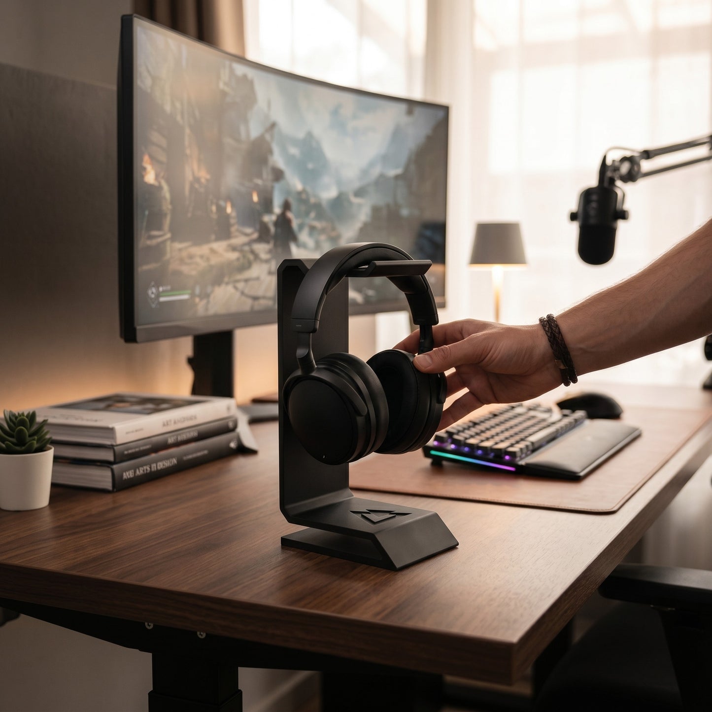 Kopfhörerständer Gaming Headset Halter moderner Headphone Stand für Schreibtisch Setup Homeoffice und Gamer Geschenk