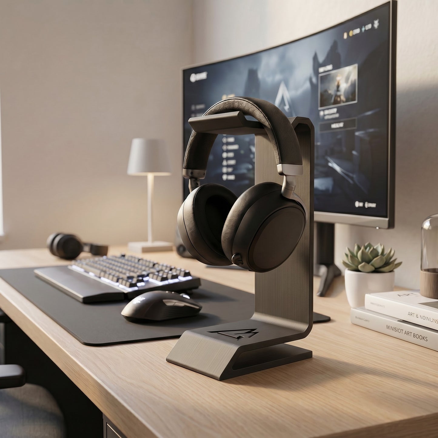 Kopfhörerständer Gaming Headset Halter moderner Headphone Stand für Schreibtisch Setup Homeoffice und Gamer Geschenk
