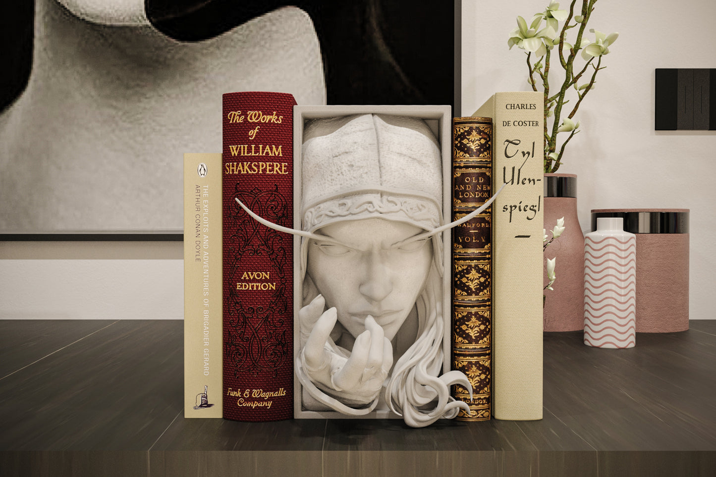 Book Nook Bücherregal Deko Fantasy Elfen Kriegerin Regal Nische Wanddeko Geschenk für Gamer Leser und Fantasy Fans