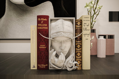 Book Nook Bücherregal Deko Fantasy Elfen Kriegerin Regal Nische Wanddeko Geschenk für Gamer Leser und Fantasy Fans