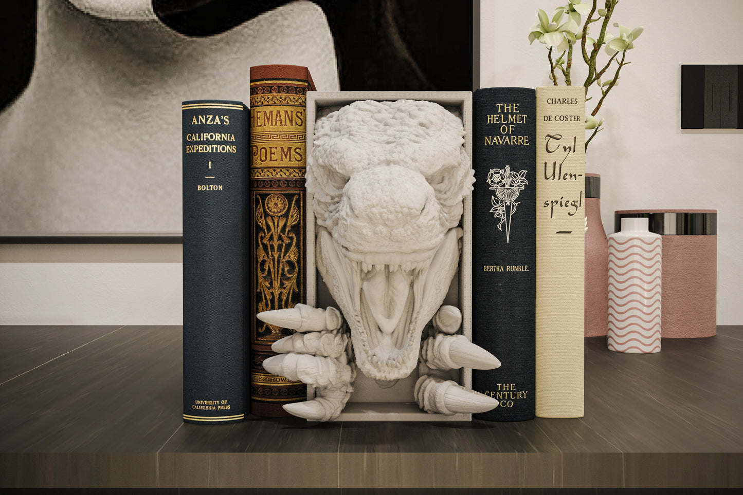 Book Nook Bücherregal Deko Monster Reptil Regal Nische Wanddeko Geschenk für Horror Fantasy und Kaiju Fans