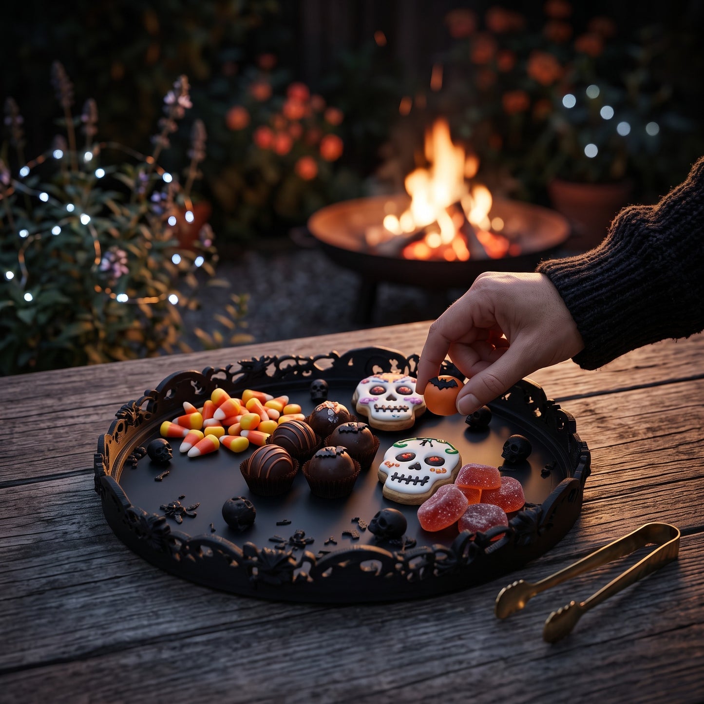 Gothic Tablett Deko mit Totenköpfen ornamentale Ablage Halloween Deko Schmuckablage für Gothic Wohnung Wohnzimmer und Geschenk