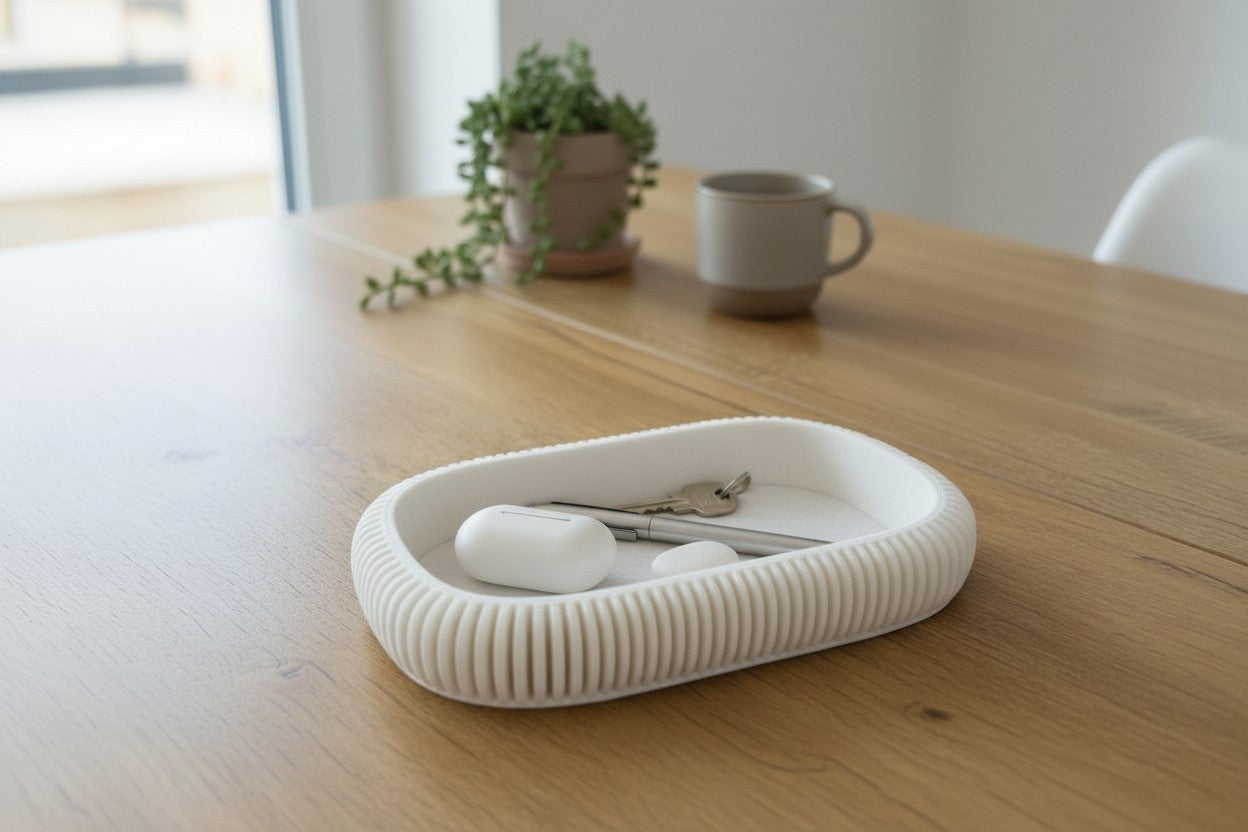 Ablageschale Deko Tablett Japandi Tray für Schlüssel Schmuck und Kleinteile als Organizer für Flur Bad und Schreibtisch