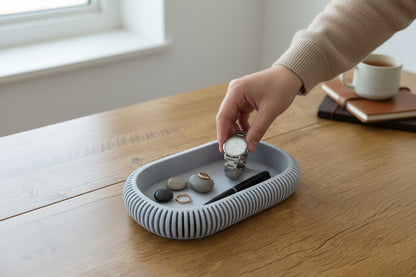 Ablageschale Deko Tablett Japandi Tray für Schlüssel Schmuck und Kleinteile als Organizer für Flur Bad und Schreibtisch