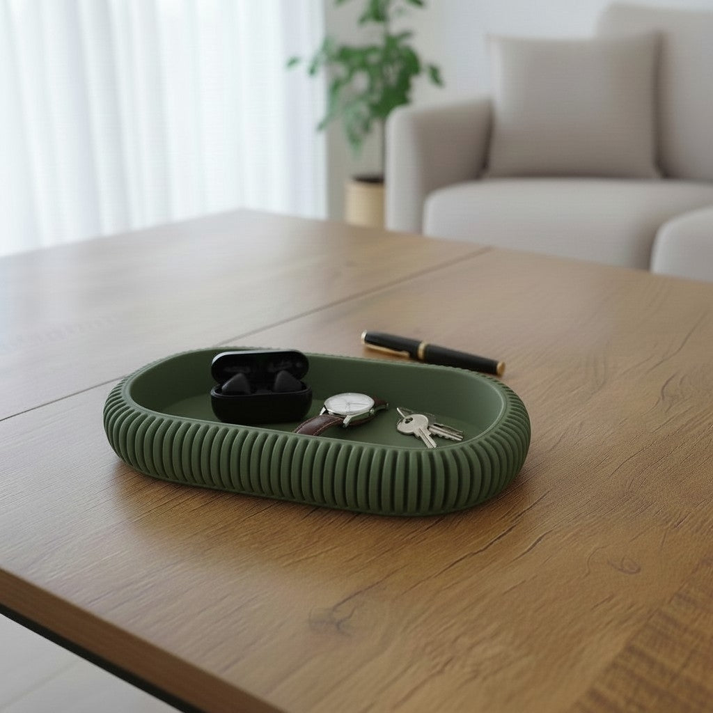 Ablageschale Deko Tablett Japandi Tray für Schlüssel Schmuck und Kleinteile als Organizer für Flur Bad und Schreibtisch
