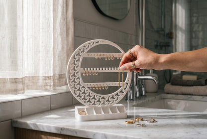 Schmuck Organizer Mond Schmuckständer Ohrringhalter Ringhalter mit Ablage für Schminktisch Bad und Geschenkidee