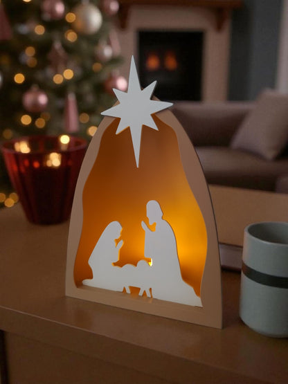 Illuminated Nativity Scene – Minimalistische Weihnachtskrippe mit LED-Beleuchtung