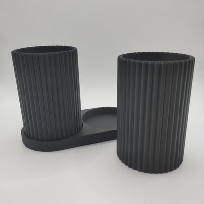 Ribbed Toothbrush Set – 3D-gedrucktes Zahnputzbecher-Set mit passender Ablage