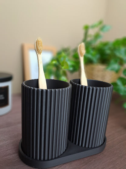 Ribbed Toothbrush Set – 3D-gedrucktes Zahnputzbecher-Set mit passender Ablage