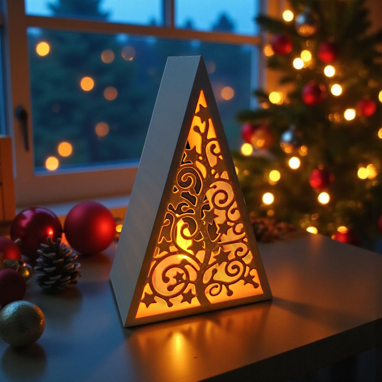 Pyramid Christmas Tree Lantern – Minimalistische Weihnachtslaterne mit LED-Beleuchtung