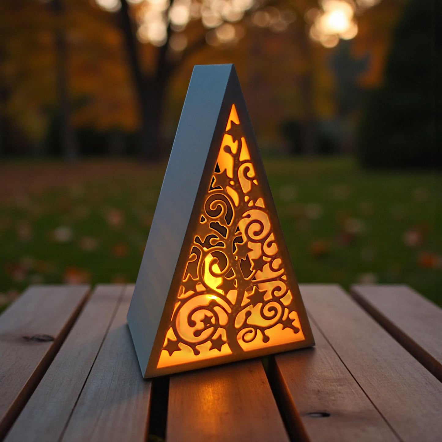 Pyramid Christmas Tree Lantern – Minimalistische Weihnachtslaterne mit LED-Beleuchtung