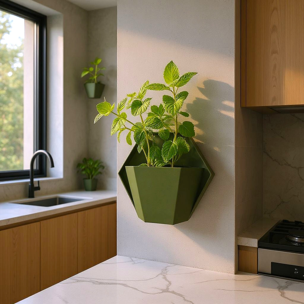 Geometric Wall Planter – 3D-gedruckter Wandpflanzer für Kräuter & Zimmerpflanzen