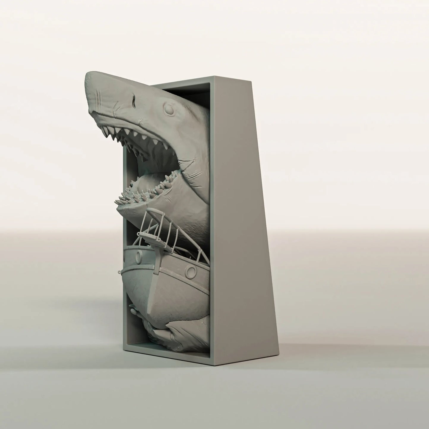 Book Nook Bücherregal Deko Horror Hai Regal Nische mit Boot Szene Wanddeko Geschenk für Leser und Filmfans